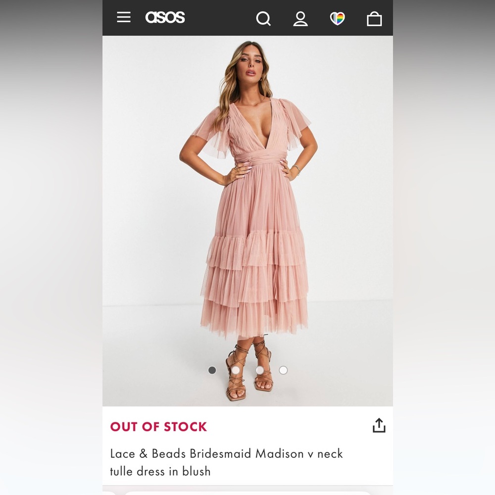 Lace & Beads bridesmaid Madison v neck tulle dress in blush